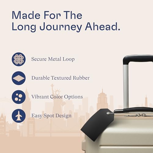 Shacke Large Luggage Tags (2pcs) with Privacy Cover and Steel Loops (Black Plain)4