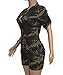 xxxiticat Women's Short Sleeve Military Playsuits High Waist Camo Button Down Rompers Camouflage One Piece Jumpsuit(AG,2XL)