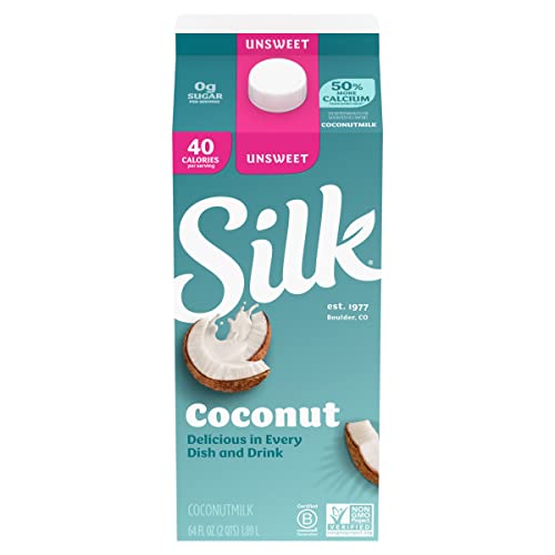 Silk Coconut Milk, Unsweet, Dairy Free, Gluten Free, Delicious Vegan Milk With 50% More Calcium Than Dairy Milk, 64 Fl Oz Half Gallon #TOP2