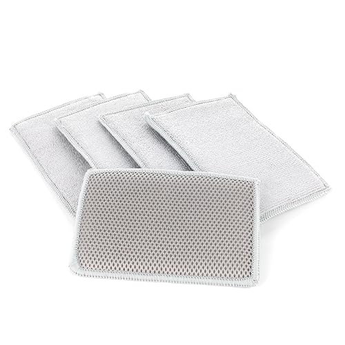 The Rag Company - Jersey Bug Scrubber Pads - Pearl Weave Easily and Safely Trap Bug Splatter in Sponge Safe on All Finishes 4in x 6in Ice Grey (5-Pack)