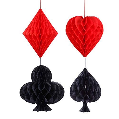 STOBOK 4 Pcs Pendurado Guirlanda De Favo De Mel de Poker Cartão de Favo De Mel De Papel Pom Poms Ban