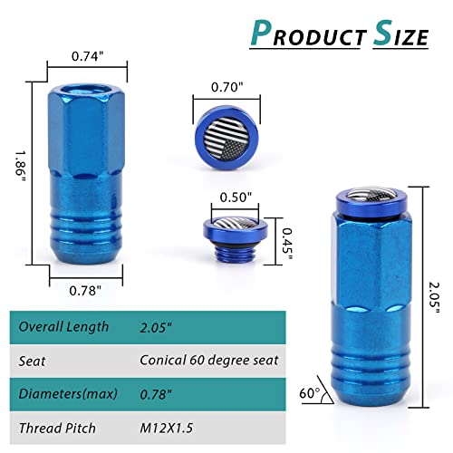 Image of M12x1.5 Lug Nuts 20pcs with American Flag End Cap Compatible with Chevy Impala Honda Accord CRV Civic Ford Focus Wheel(Blue)