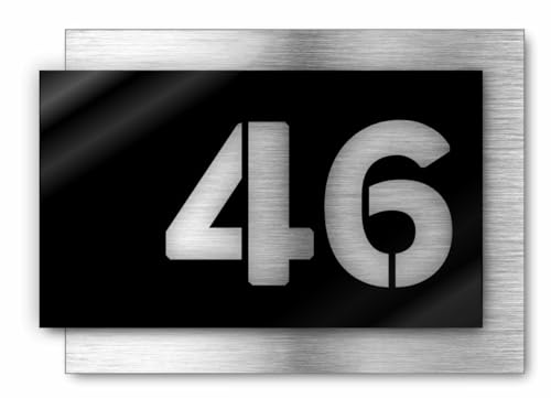 Manschin-Laserdesign H1001 Hausnummernschild Schwarz-Silber