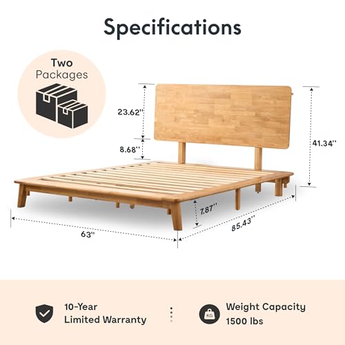 Image of FLEXISPOT Hako G1 Queen Solid Wood Platform Bed with Tool-Free Assembly