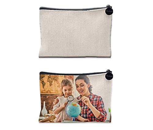 Sublimet Sublimation Solutions Portatodo/Neceser (Tipo Lino) (14,5 X 10) - 1 Unidad | Ideales para ser Impresos Mediante la sublimación | Cierre Cremallera