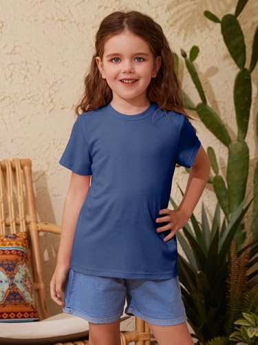 Image of ZDC Girls' Short Sleeve Shirts Kids Crewneck T-Shirts Summer Tops Basic Tees 5-14 Years