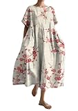 LOAIHA Womens Plus Size Oversized Baggy Boho Floral Cotton Maxi Dresses Flowy Summer Casual Loose Long Dress