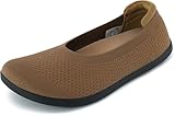 WHITIN Women's Wide Toe Box Ballet Flats Shoes Barefoot Zero Drop Sole Minimalist Size 7 Knit Fit Comfort Non Slip Dress Ballerina Walking Brown 38