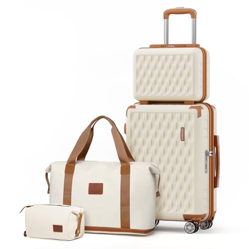 Melalenia Luggage Set 4 Piece Carry On, Hardside Suitcase