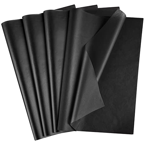 AORZIT Black Tissue Paper for Gift Bags 80 Sheets 14x20 Inch Wrapping Paper DIY Arts Crafts Shredded Filler for Birthday Graduation