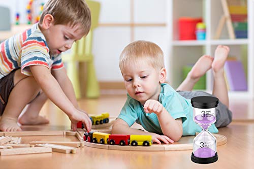 SuLiao Hourglass 3 Minute Sand Timer:Colorful Sand Clock, Small Reloj De Arena Three Minutos, Purple Sand Watch 3 Min, Plastic Hour Glass Sandglass for Kids, Games, Classroom, Kitchen, Decor