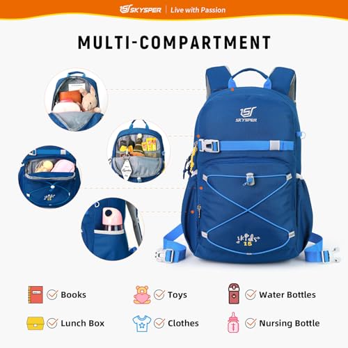 SKYSPER Kids Backpack - 15L Travel Backpacking Small Age 4-6 Ergonomical Design Multi-compartment Breathable Day Pack Preschool Kindergarten Bag - Image 3