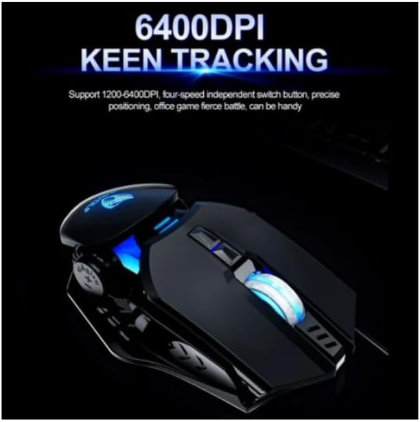 T-Wolf RoboCop Gaming Mouse highlighting 6400 DPI tracking