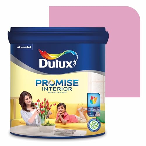 Image of Dulux Promise Interior Emulsion Paint (4L, Valentine Pink) | Wall paint with Chroma Brite Technology for brighter longer-lasting colors | Rich Finish | Anti-chalk | Water-based | 3-year warranty