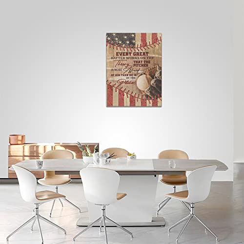 Baseball Wall Art Sports Pictures Wall Decor Motivational Quotes Vintage Canvas Prints Painting Gifts For Boys Men Baseball Player Framed Artwork For Living Room Classroom 12"X16" #TOP3