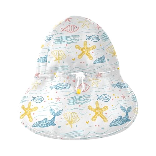 Toddler Boy Girl Sunhat Boy Water Hats Girl Sun Protection Large Brim Traveling Camping Hat Sea Color Pencil3