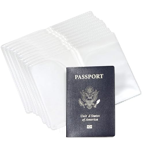 Image of Kraptick Men Polypropylen Passport Cover, Transparent & Waterproof Passport Cover, Passport Coverage Protector with 2 Additional Pockets for Cards & Tickets (Transparent PWC) (Pack of-10)