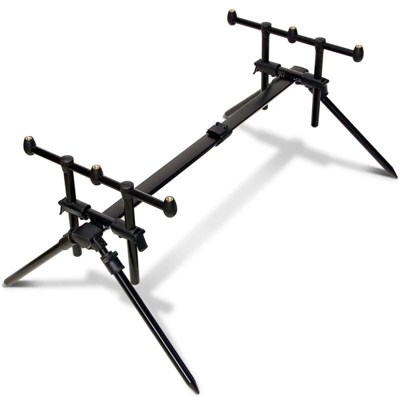 Rod Pod Support de canne à pêche en aluminium pour 3 cannes à pêche à la carpe avec sac