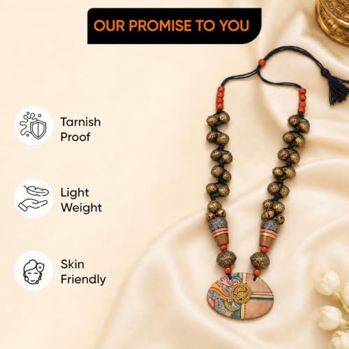 Image of Handcrafted Tribal Dhokra & Floral Charm Necklace Collection | Artisan Brass, Glass & Contemporary Statement Necklaces for Women | Ethnic, Elegant & Artistic Jewelry
