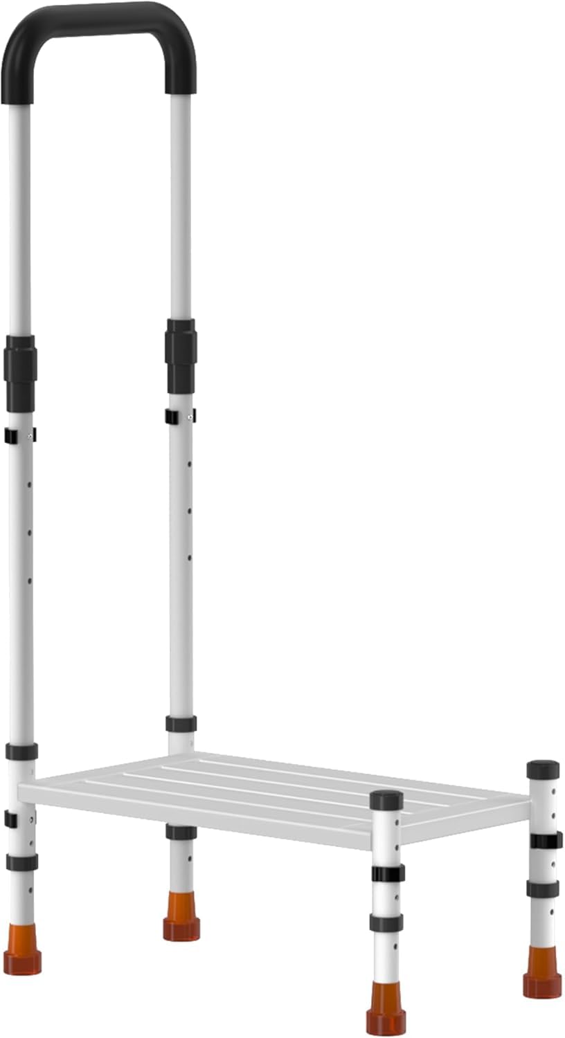 Trittstufe für Senioren mit Griff, höhenverstellbar, rutschfest | Robuste Aufstiegshilfe für Innenbereich, Auto, SUV & Wohnmobil, geeignet für Kinder, Erwachsene & Senioren, Tragkraft 360 kg