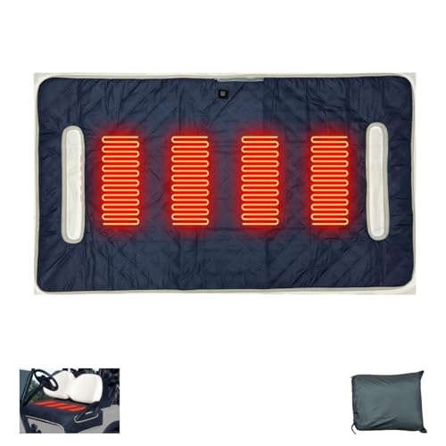 Golf cart Heated seat Cover Non-Slip and Waterproof Winter Golf cart seat Cushion Three Temperature Settings Four-Zone Heating External Power Supply/Power Bank Heating Options (Cyan)