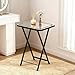 blingworld Mirrored End Table Crushed Diamond Folding TV Dinner Table Tray, Portable Sofa Side Table, Easy Assembly and Storage, Ideal for Snacks and Meals in Living Room, Black and Silver