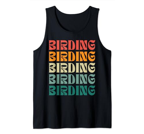 Birding Birdwatching Viajes Vintage Estética Retro Sunset Camiseta sin Mangas