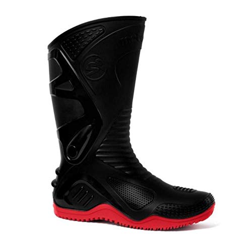 Bota de PVC Preta c/ Solado Vermelho Motosafe N°38 - BRACOL