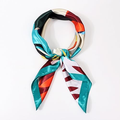 DRESHOW Large Square Satin Headscarves Hair Scarves Silk Accessories Classic Patterned Squares Beach Bandanas for Women