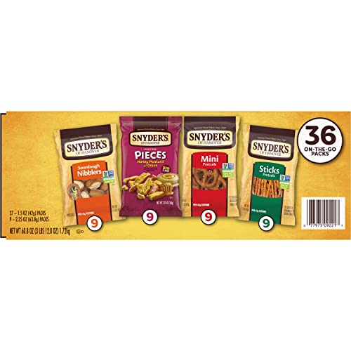 Snyder's Of Hanover, Variety Pack Pretzels, Individual Packs, 4 Flavors, 36 Ct (Pack Of 36) #TOP5