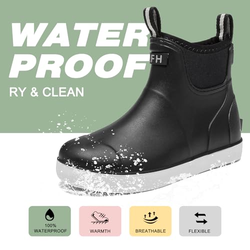 Kids Deck Boots,Waterproof Ankle Rain Boots for Boys and Girls Non-Slip High-Performance Rubber Boots Water Shoes Child Chelsea Booties for Fishing, Boating, Camping, Farming,Garden, School Play3