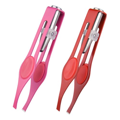 POFET Lot de 2 Pinces à épiler avec lumière LED, Pince à épiler en Acier Inoxydable avec lumière pour Une épilation précise des Cils et des Sourcils...