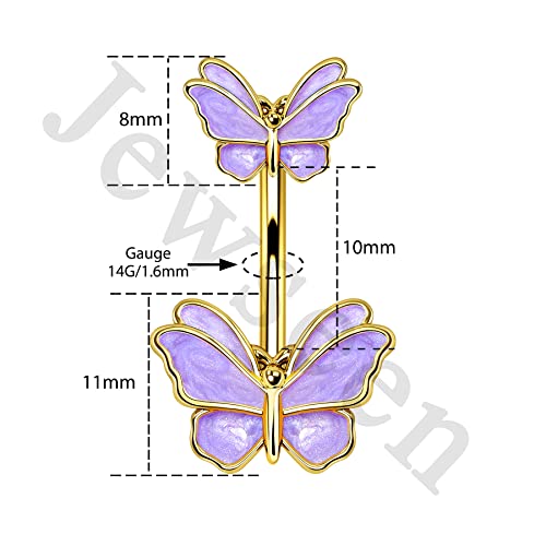 Jewseen Butterfly Belly Button Rings 14G Surgical Steel Navel Ring Gold Belly Rings For Women Navel Piercing Jewelry Body Piercing Jewelry #TOP4