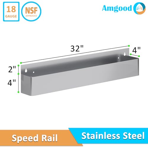 Image of 32 in. Single Tier Stainless Steel Speed Rail Rack for Commercial Bars, NSF