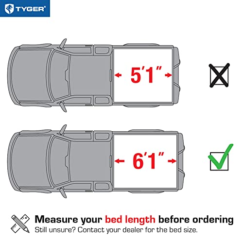 Tyger Auto T1 Soft Roll Up Truck Bed Tonneau Cover Compatible With 2004-2012 Chevy Colorado / Gmc Canyon; 2006-2008 Isuzu I280 | Fleetside 6'1" Bed (72") | Tg-Bc1C9002 #TOP1