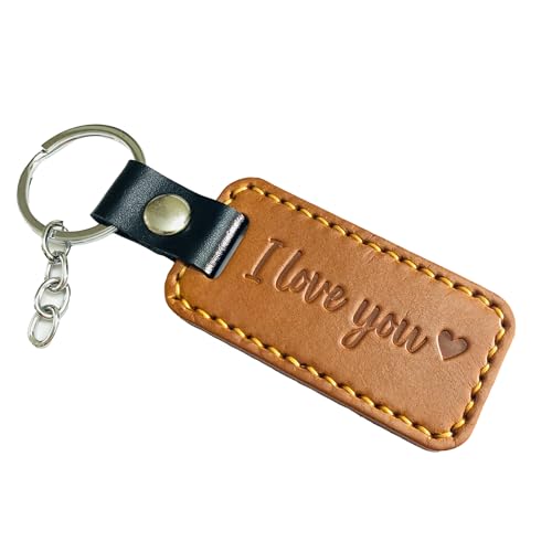 NNDTN I Love You Keychain - Valentines Day Christmas Anniversary Birthday Gift for Boyfriend Girlfriend Husband Wife, Heat stamping Leather Key chain For Daughter, Granddaughter, Grandson
