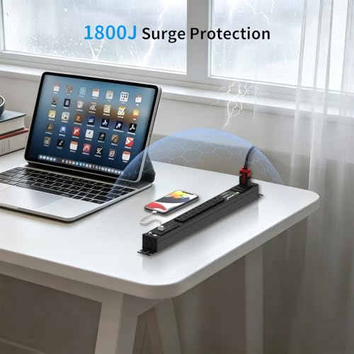 Protector eléctrico Apislogik K10APF4-10S0600A0435AXS01-9QT, 6 tomas, 3 puertos USB, 1.83 m de cable, color negro miniatura 4
