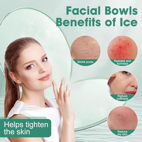Image of (1 pic Hook) with Silicone Face Bowl for Ice with Built-in Icetray, Collapsible Face Tub for Ice Bath, Facial Ice Plunge Bowl, Ice Water Facials at Home (Green Hook)