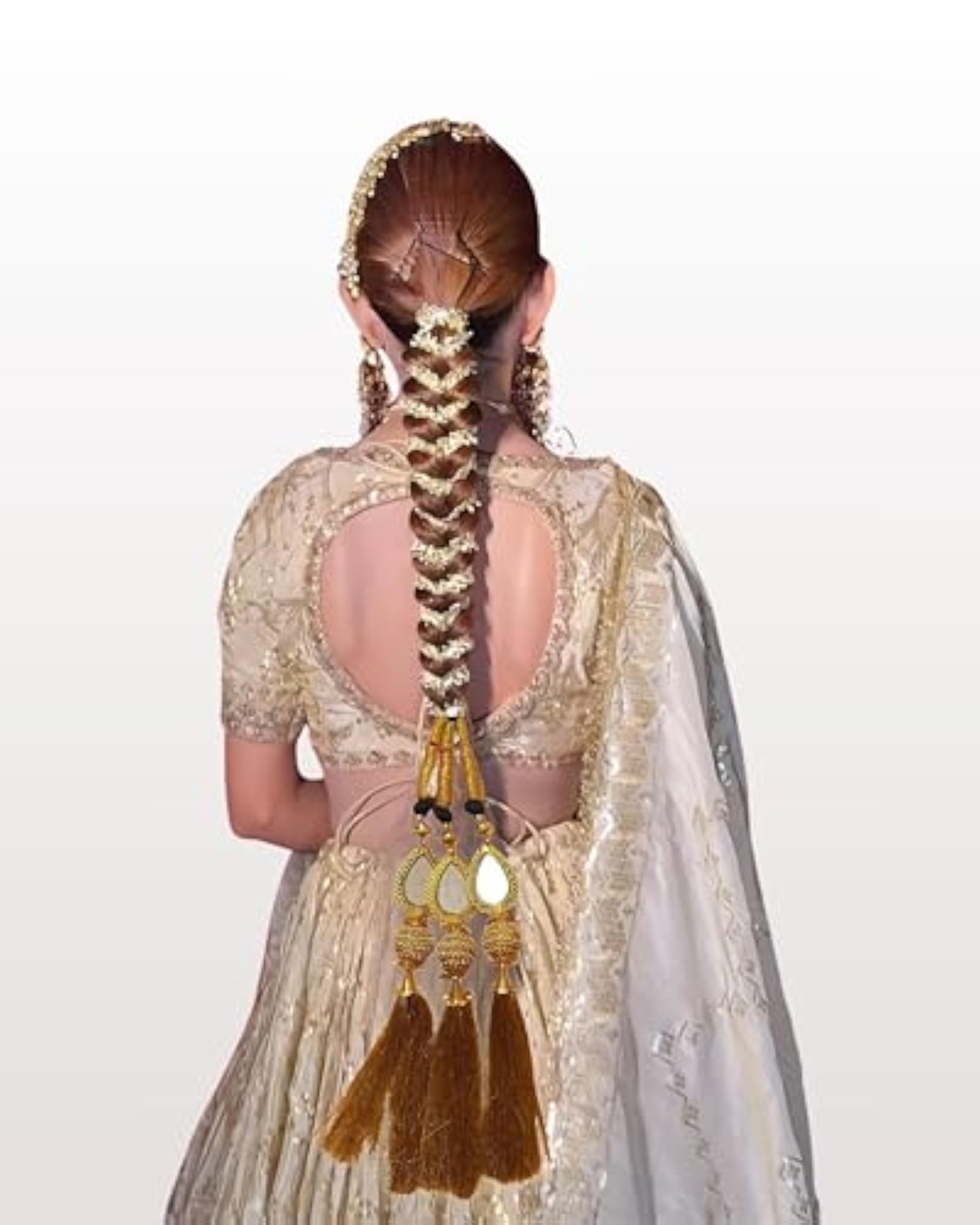 Heavy Lace Design Parandi with Golden Gotapatti Dori, Hair Accessory