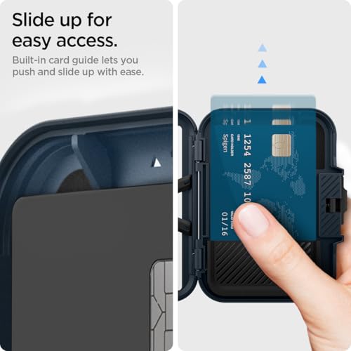 Image of Spigen Lock Fit (Magfit) Magnetic Card Holder up to 6 Cards, Unisex Hardshell Magsafe & Pixelsnap Wallet Case Compatible with iPhone 17 /16 /15 /14 /13 /12 Models, Pixel 10 Series - Metal Slate