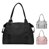 FEDUAN original leichte Reisetasche Sporttasche Kliniktasche Shopping-Bag Weekender Handgepäck faltbar wasserfest Handtasche Einkaufstasche Freizeit-Tasche Damen Einkaufen schwarz dunkel