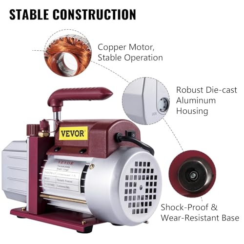 Bomba de vacío para HVAC y refrigeración, 4,5 CFM, 1/3 HP, monoetapa, para aire acondicionado doméstico y empaque al vacío miniatura 2