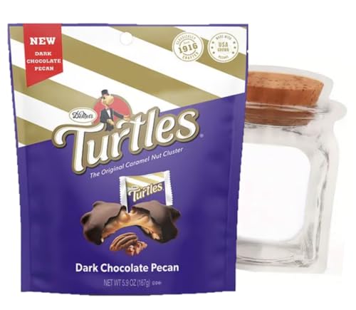 Chocolate Turtles Bites Size Candy Caramel Pecan Nuts Cluster Dark Chocolate With A Standing Decorative Bag