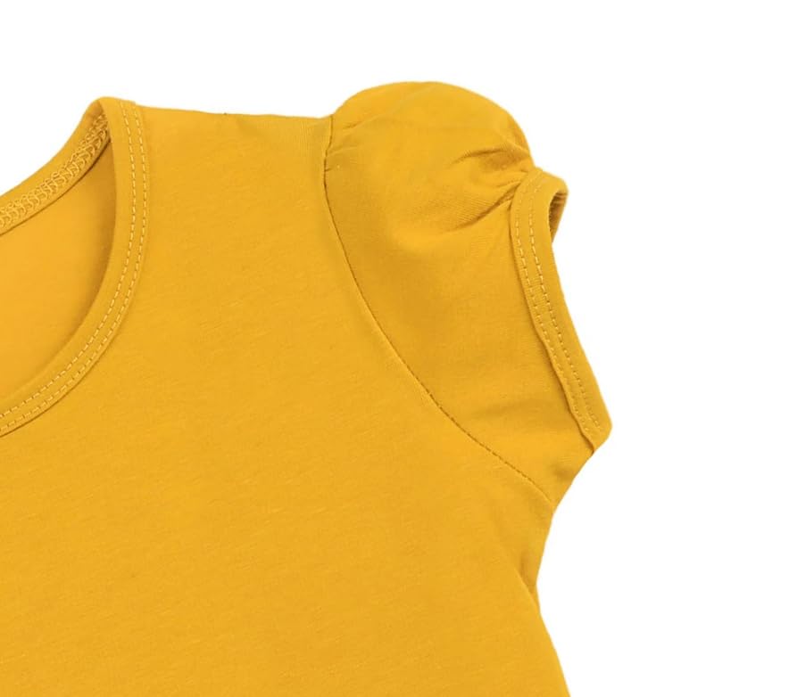 Image of Lilax Girls Short Puff Sleeve Cotton T-Shirt, Toddler & Little Girls Top | 95% Cotton Puff Sleeve Tee; Crewneck, Short Sleeve; Toddler & Girls Sizes 2T-12; for School, Play & Everyday; Machine Wash
