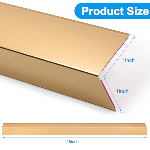 Image of 8Pack Aluminum Metal Corner Protector, 45″x 1″ Peel and Stick L Molding Corner Guards with 90 Angle, for Wall Door Frame Cabinet Furniture Baseboard Protection and Decoration (Gold)