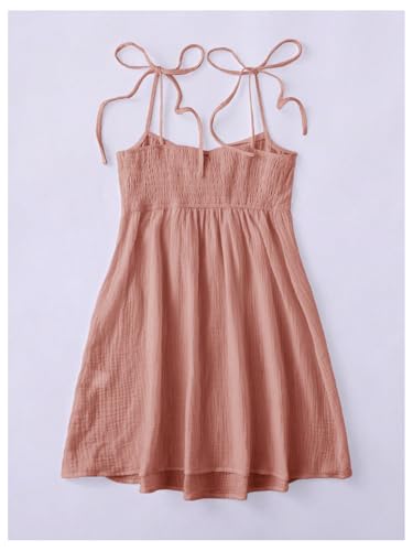 Image of SOLY HUX Women's Summer Mini Sun Dress Cami Tie Shoulder Babydoll Dresses | A Line, Y2k, Cute, Casual, Babydoll Dresses