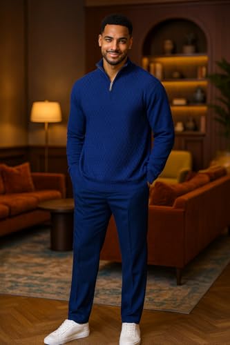 STACY ADAMS Men's Quarter Zipped Pullover Winter Sweater4