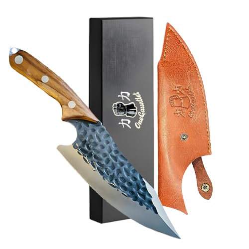 OneGauntlet - Japanese Kitchen Knife Design with Sheath. Chef Knife for Precision Indoor & Outdoor Cooking, Boning Knife, Survival, Camping Knife. Cutting Meat and Vegetables.