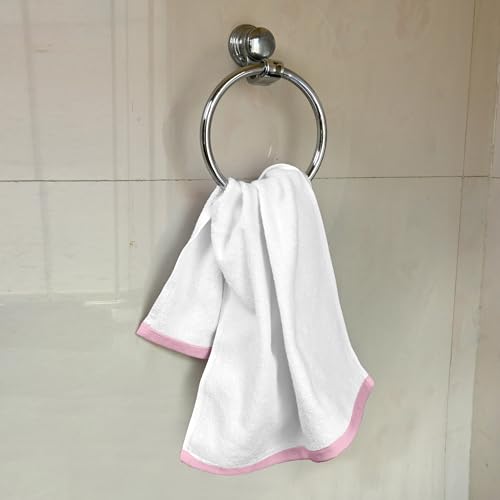 Image of Divine Casa Premium Cotton Hand Towel Set of 6 500 GSM (60x40 cm) | White Hand Towels | Ultra Soft Absorbent Bathroom Towels