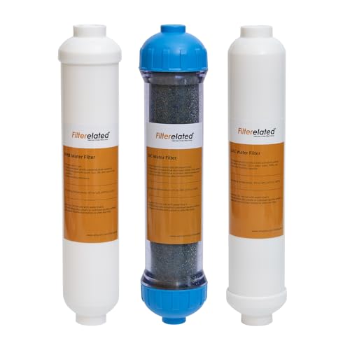 3-Stage RO/DI Filter Kit 3-Pack with Color-Changing DI Resin | PMB Sediment + GAC Carbon Replacement Filters | for Aquarium, Reef Tank, Hydroponics & Pure Water Systems